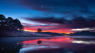 Sunset Clouds Reflection In Lake 8k HD 4k Wallpaper