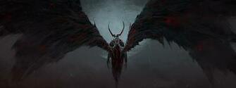 Demon Wings Drawing Dark Fantasy Dual Multi Wallpaper