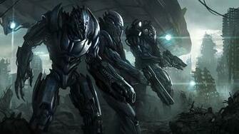 Wallpaper Eclipse Robot War Skycrapers Desktop