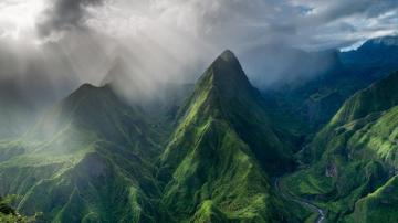 Reunion Island Mountains Clouds Photography
