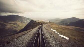 Railroad On The Mountain Range Wallpaper