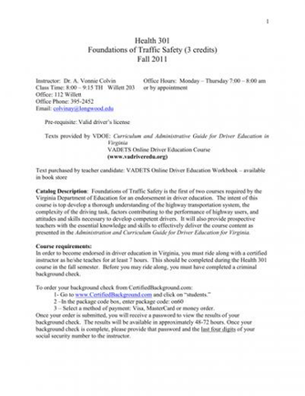 Driver Education Background Longwood University
