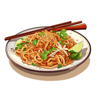 Pad Thai Vector On White Background Wallpaper