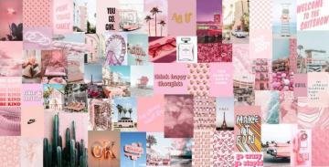 Trendy Light Pink Aesthetic Wall Collage Kit Digital