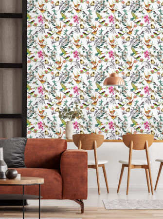 Tropical Summer Flowers And Exotic Birds Wallpaper Buy At The Best