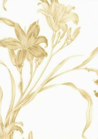Decowunder Wallpaper Non Woven Flowers White Gold