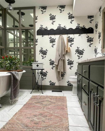Floral Wallpaper In Bathroom
