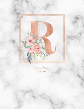 Academic Planner Rose Gold Monogram Letter R With Pink
