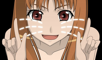 Close Horo Long Hair Orange Red Eyes Spice And Wolf Transparent