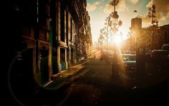 Sunlight Sidewalk Urban City Road Street Wallpaper