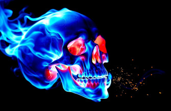 Blue Fire Skull Wallpaper