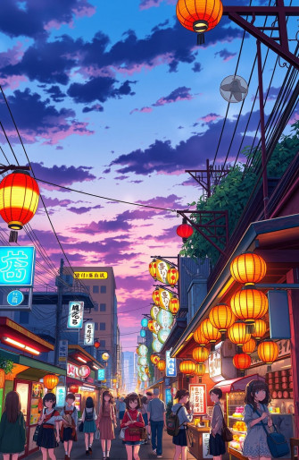 Japanese Anime Street 1080p Wallpaper