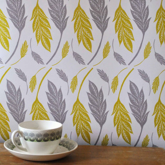 Trumpet Grey And Yellow Wallpaper