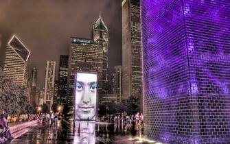 Crown Fountain Millennium Park In Chicago Illinois Usa