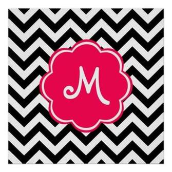 Neon Pink Custom Monogram With Chevron Pattern