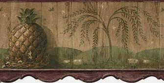 Pineapple Diecut Burgundy Wallpaper Border
