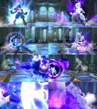 Super Smash Bros Lucario Vs Mewtwo By Leehatake93