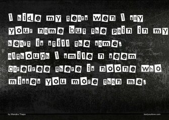 Hide My Tears When I Say Your Name But Pain In Heart Is Still