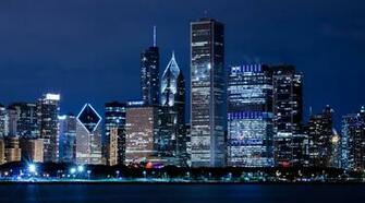 Skyscrapers Houses Buildings City Night River Wallpaper Background