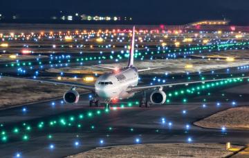 Photo Wallpaper Night Lights Japan The Plane Runway