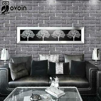 Chinese Style Red Grey Brick Wallpaper Embossed Texture Vinyl