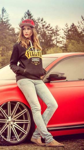 Girl With Audi Car Wallpaper iPhone