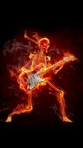 Burning Skeleton Playing The Guitar Wallpaper iPhone
