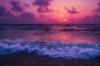 Sea Sunset Horizon Surf Foam Clouds Stock Photos Image