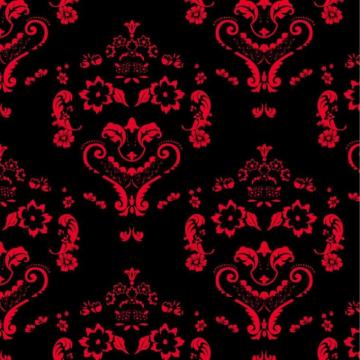 Baroque Damask Smiles Red On Black Pattern Design Lab