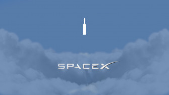Clouds Minimalism Falcon Heavy Spaceship Space Logo Rocket