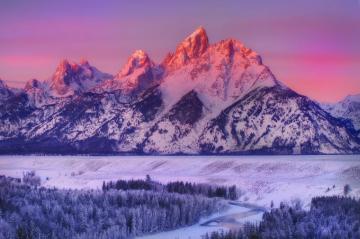 Wyoming Mountains National Park Winter Snow Wallpaper