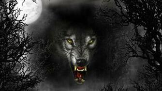 Desktop Full Moon Wolf Wallpaper