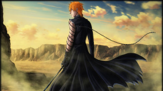 Bleach Kurosaki Ichigo Anime Boys Desert Chains Orange Hair Wallpaper HD