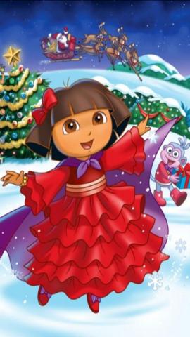 Dora Christmas iPhone Wallpaper