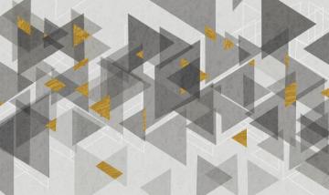 Watercolor Yellow Gray Triangle Geometric Wallpaper Mural