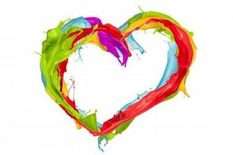 Paint Splash Colors Heart Design Spray Wallpaper