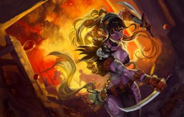 Wallpaper Girl Hair Art Dual Sword Image For Desktop Section