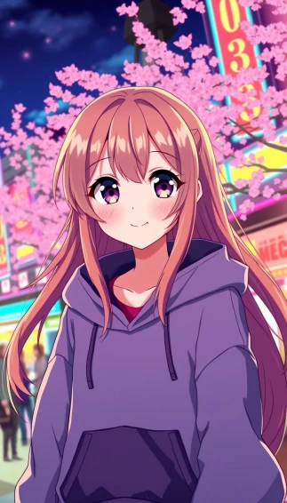 Anime Hoodie Girl Wallpaper