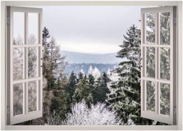 Amazon Winter Snow Pine Trees Window 3d Wall Decal Art