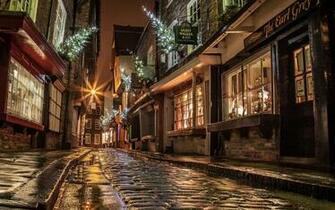 Lights Shopping Evening Night England Christmas New Year