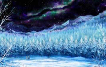 Wallpaper Winter The Sky Girl Stars Snow Trees Landscape