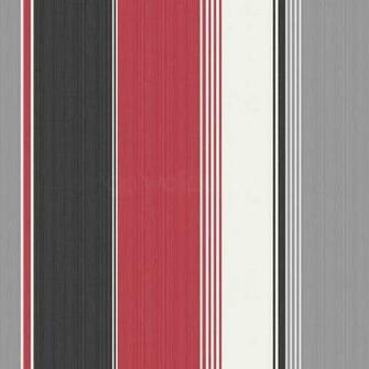 Debona Stripe Red Black Silver Wallpaper