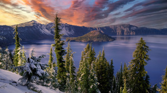 Winter Snow Trees Mountains Landscape HDr 4k Laptop Full HD Wallpaper