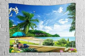 Amazon Dbllf Sunny Beach Tapestry Seaside Decor Wall Hanging