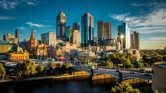 Wallpaper Melbourne Australia Bridges Rivers Skyscrapers