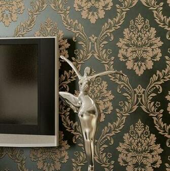 Classic European Vintage Damask Non Woven Wallpaper Roll Embossed