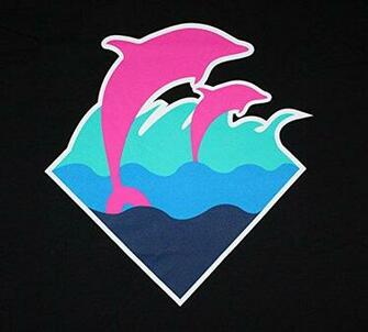 Pink Dolphin Waves Logo Cotton Crew