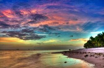 Beach Beauty Sky Sea Ocean Clouds Tree Wallpaper HD