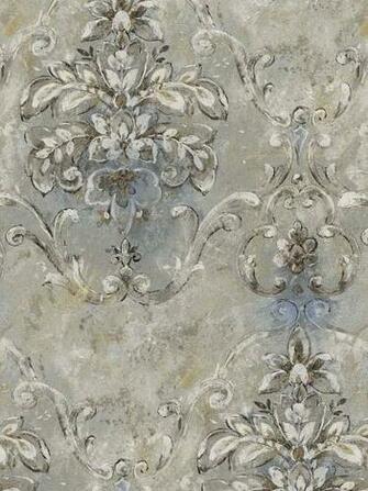 Details About Wallpaper French Blue Old World Damask Victorian Faux