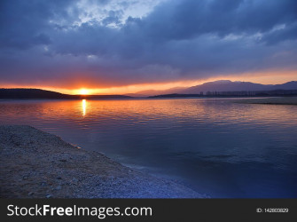 Sunset Sunrise Landscape Panorama Beautiful Nature Blue Sky